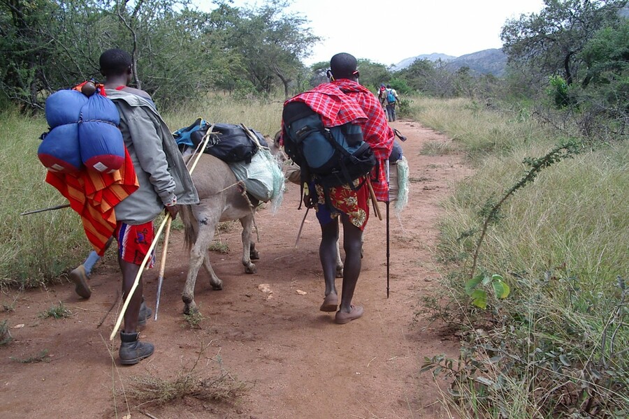 Donkey trekking safari with a Maasai Warriors